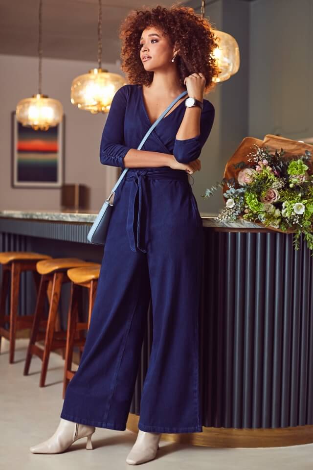 Indigo Jersey Denim Jumpsuit